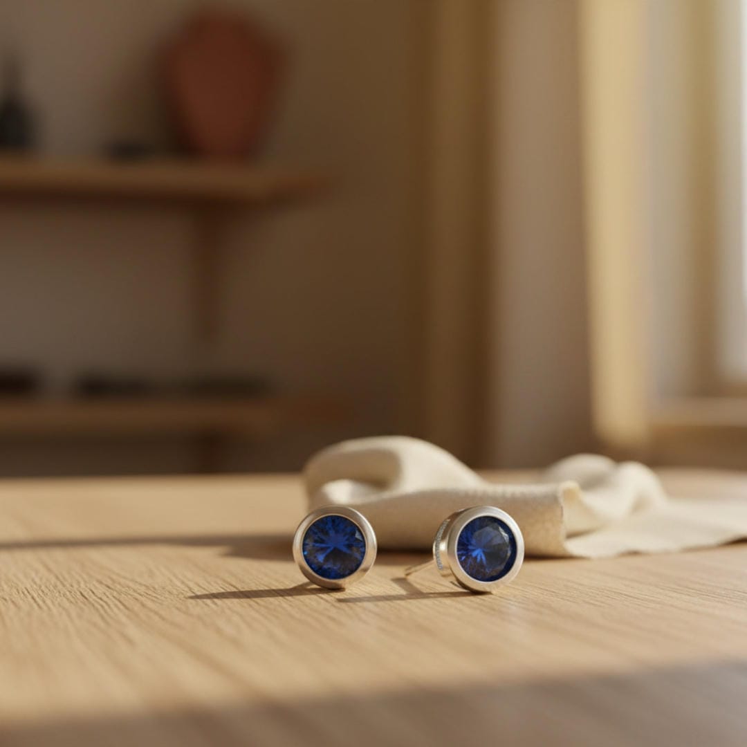 Sapphire Stud BezelEarrings