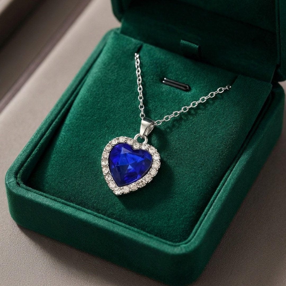 Sapphire Pendant Heart Necklace