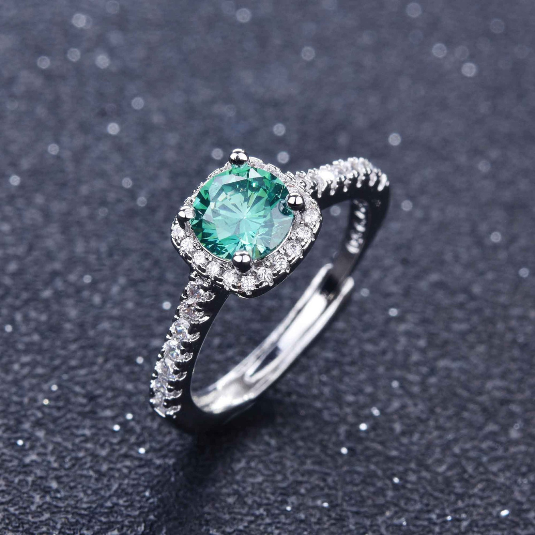 Adjustable Green Zircon Crystal Ring