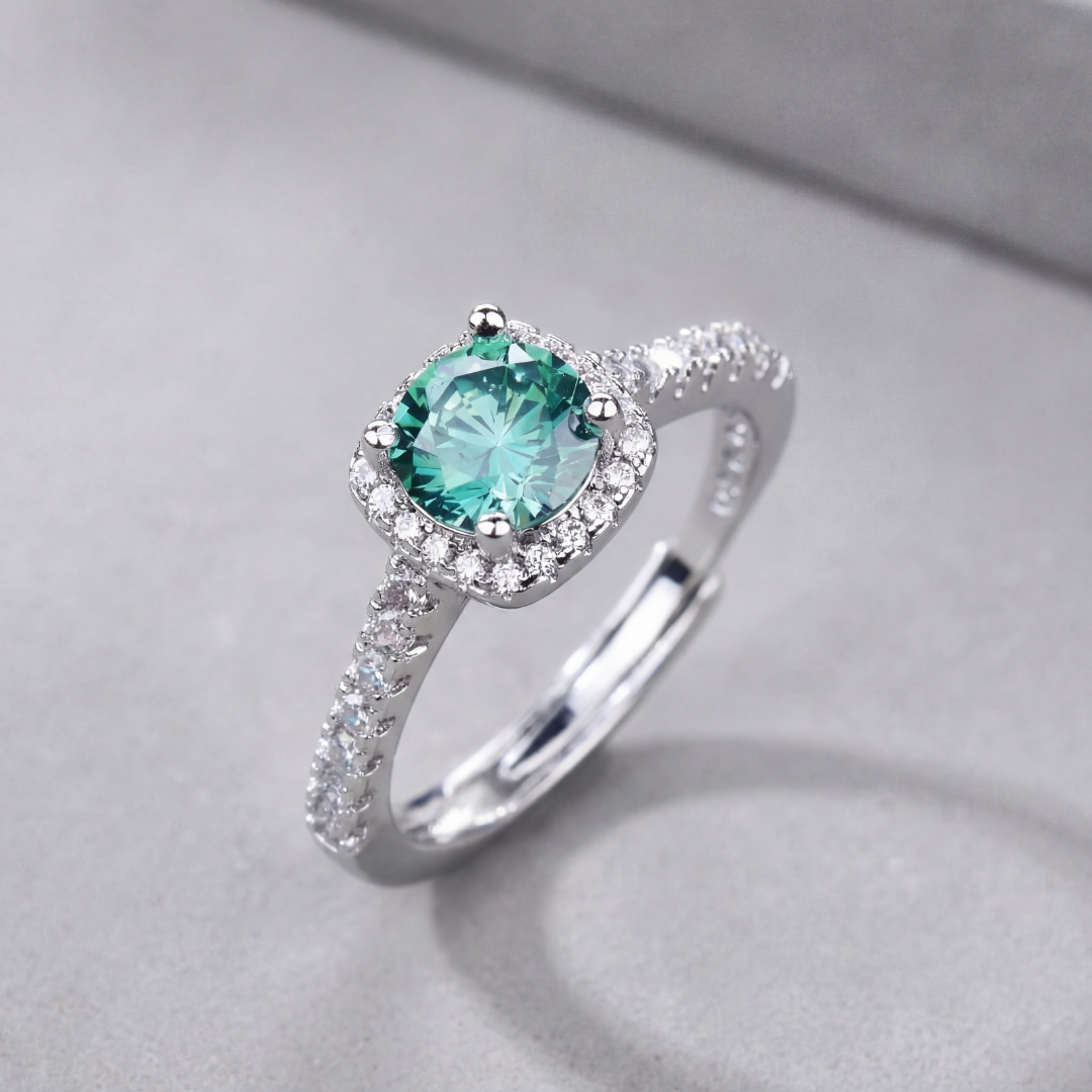 Adjustable Green Zircon Crystal Ring