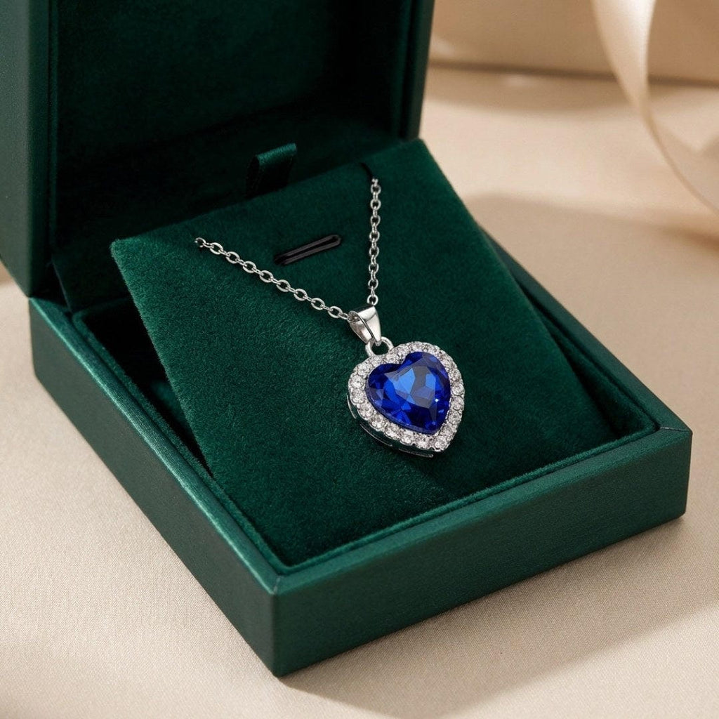 Sapphire Pendant Heart Necklace