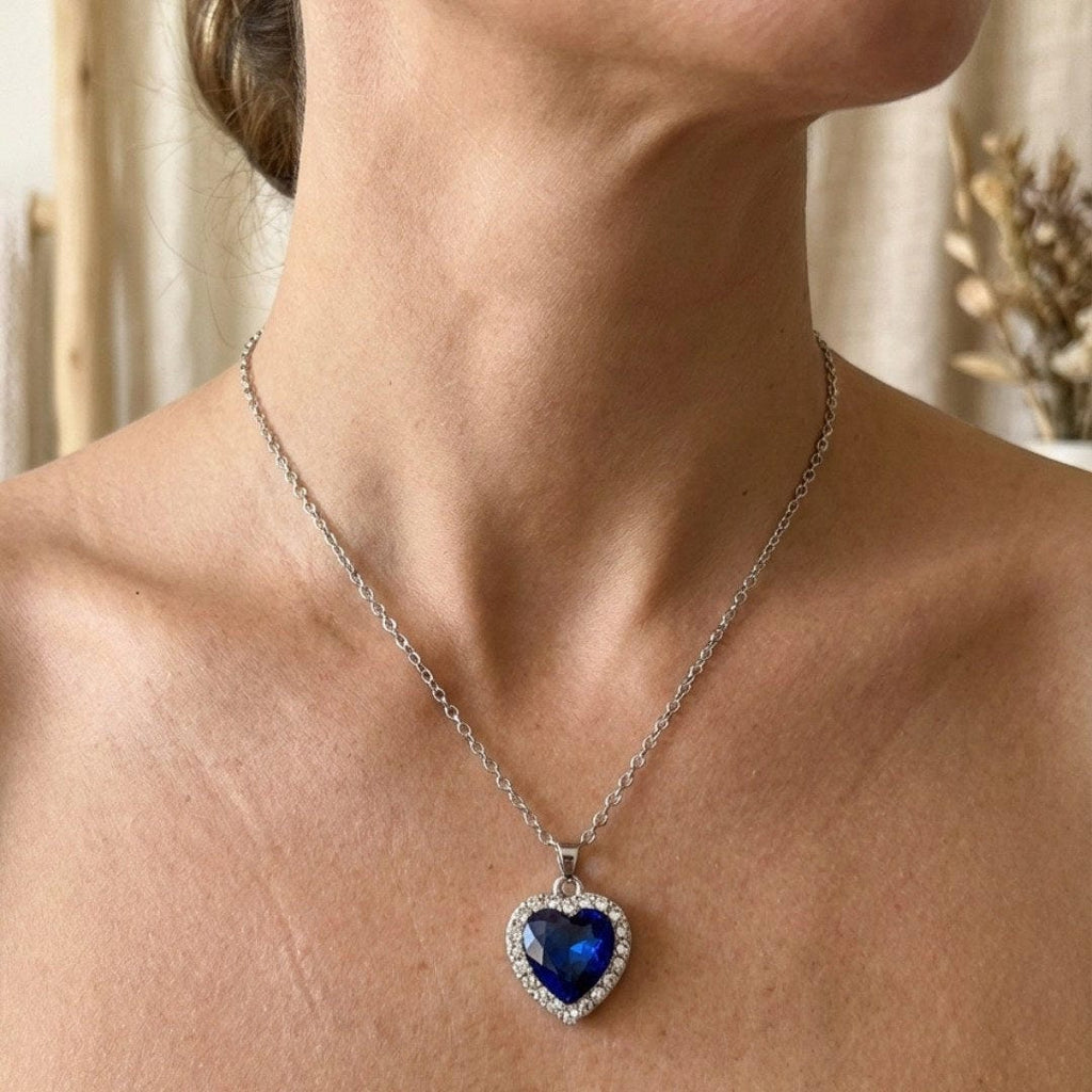 Sapphire Pendant Heart Necklace