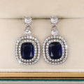 Oval Sapphire Paved Zirconi Earrings