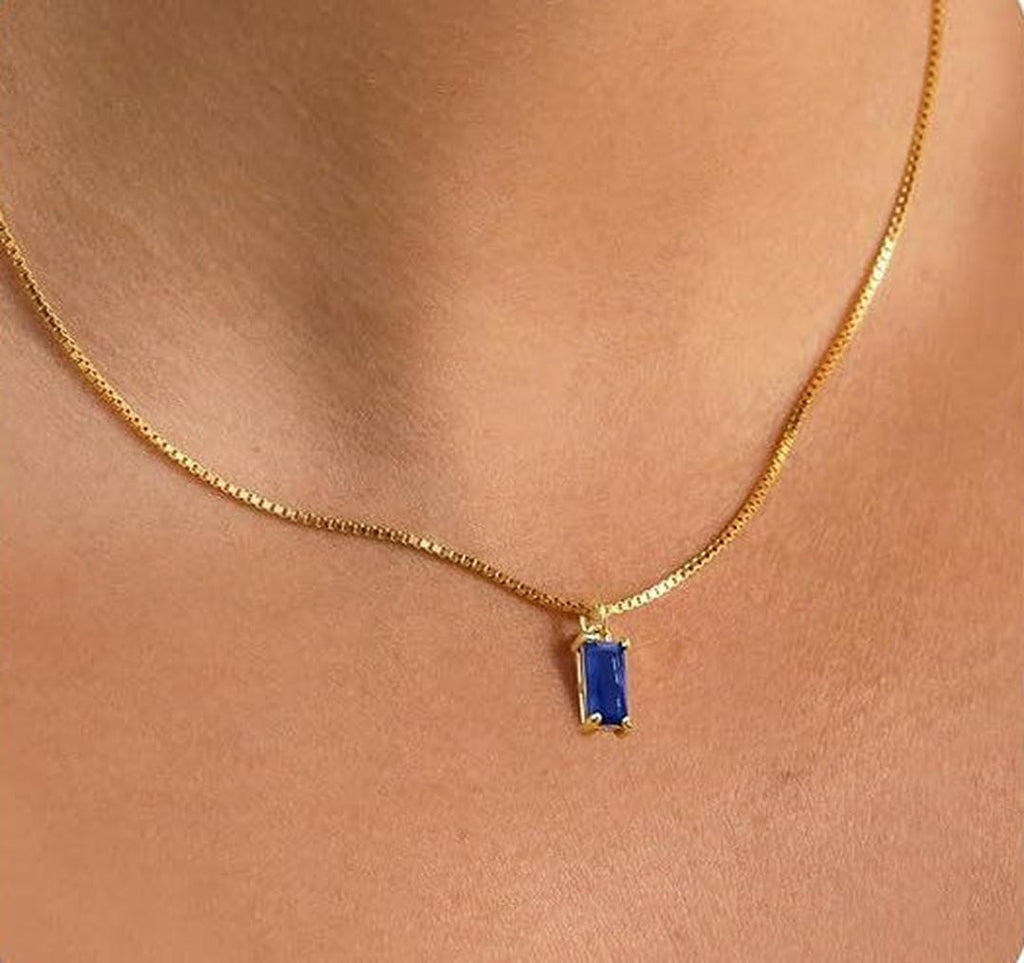 Minimalist Pendant Sapphire Necklace