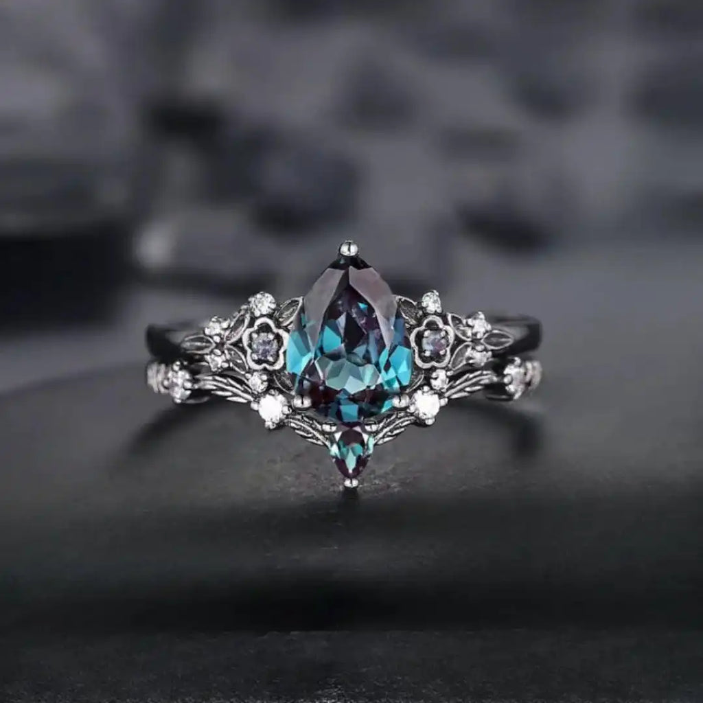 Black Sapphire Zirconia Ring Set