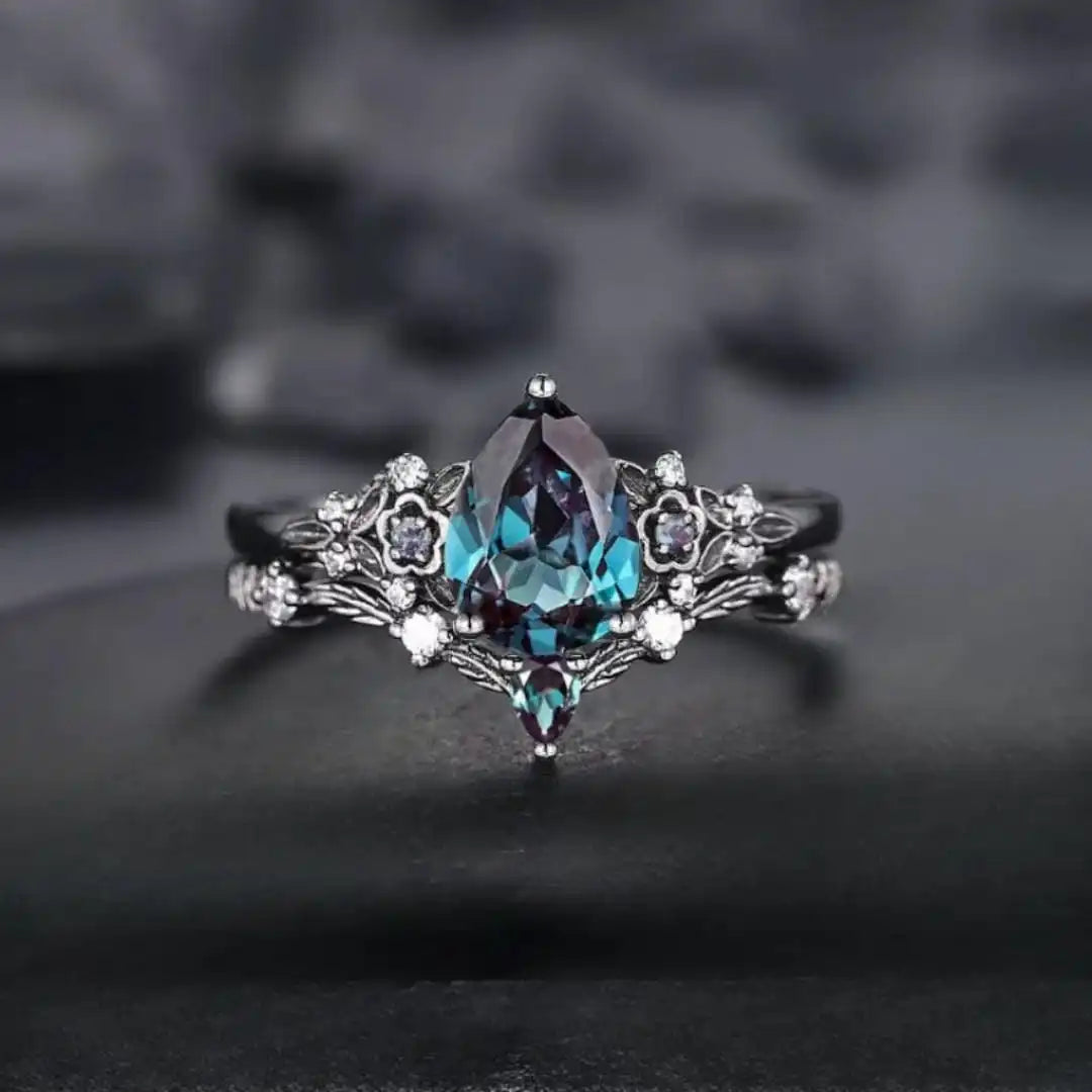 Black Sapphire Zirconia Ring Set