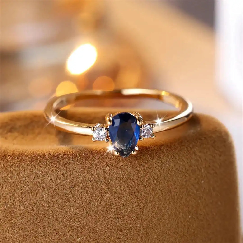 Pear Cut Royal Sapphire Ring