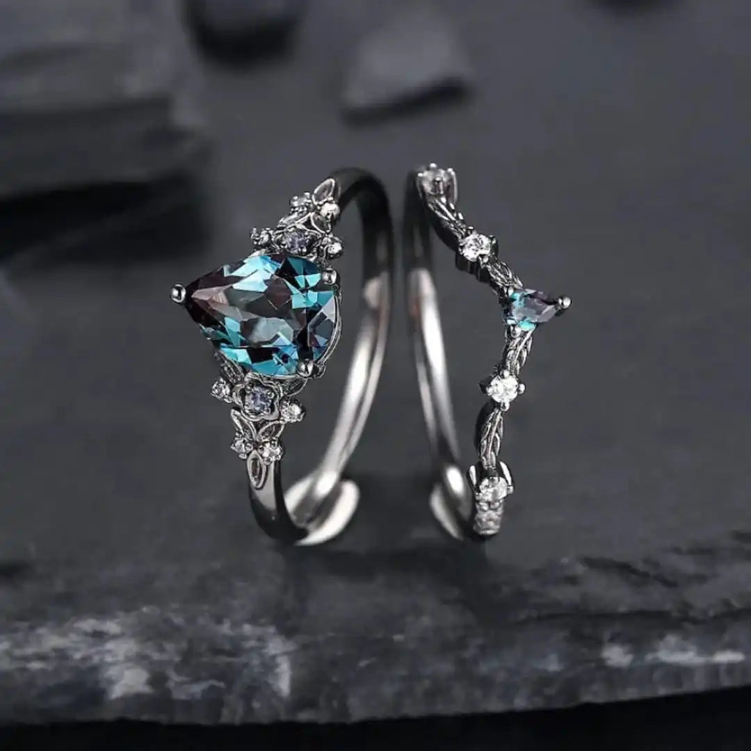 Sapphire Zirconia Ring Set