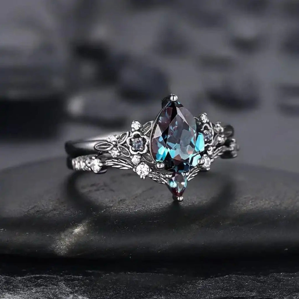 Black Sapphire Zirconia Ring Set