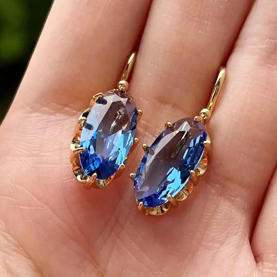 Blue Golden Bloom Earrings