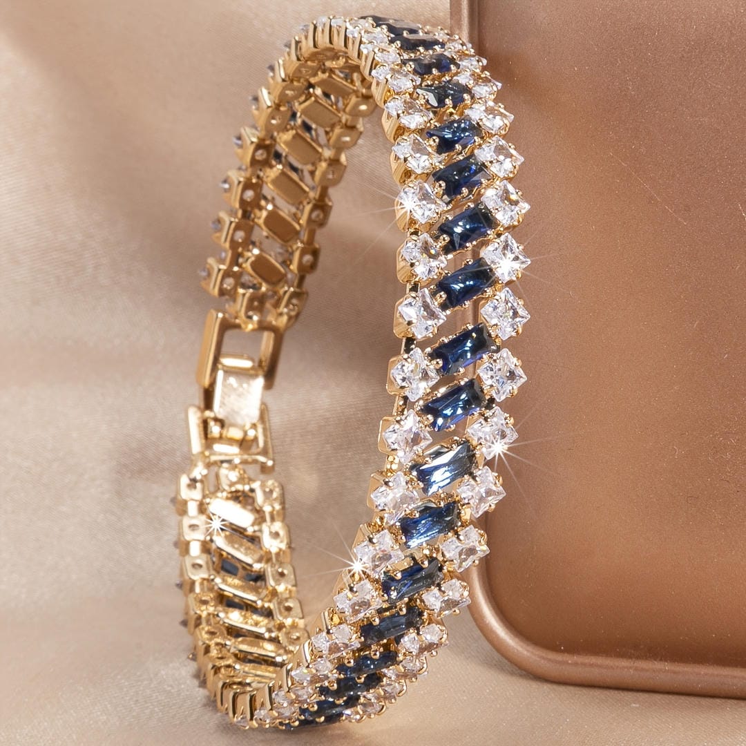 Carolin Geometric Sapphire Stones Bracelet