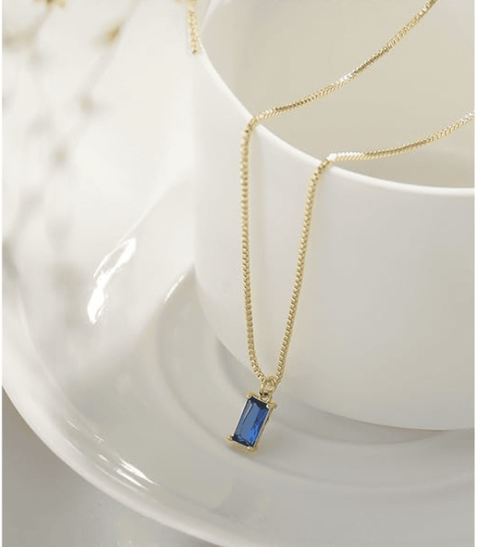 Minimalist Pendant Sapphire Necklace