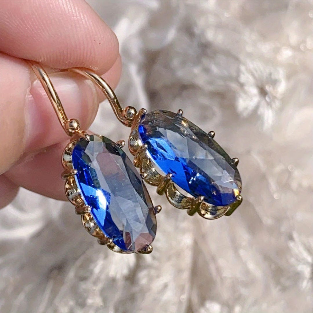Blue Golden Bloom Earrings